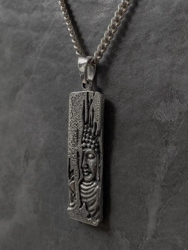 925 sterling silver Buddha pendant with detailed relief design, symbolizing tranquility and spiritual focus – Snow Cat Jewelry