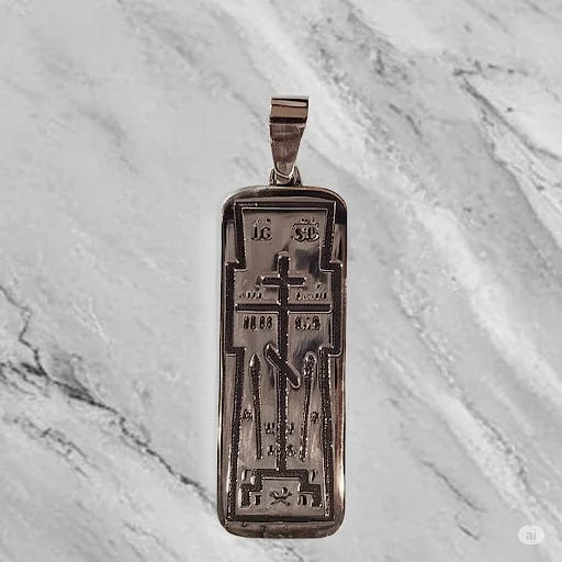 925 Sterling Silver Orthodox Cross Pendant – Double-Sided Design with Christ Face and Crucifixion | Snow Cat Jewelry