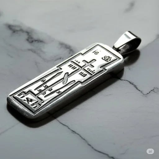 Back side of silver Orthodox pendant featuring Golgotha cross with spear, reed, IС ХС and NIKA inscriptions – 925 sterling silver by Snow Cat Jewelry