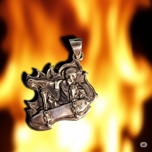 "Flaming Rider" Silver Pendant