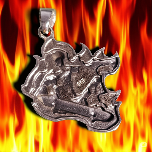 "Flaming Rider" Silver Pendant