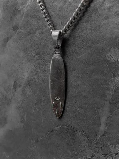 Back side of sterling silver SUP board pendant with paw stamp and 925 hallmark – handcrafted ocean jewelry by Snow Cat Jewelry