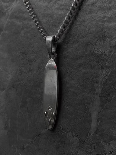 Back side of sterling silver SUP board pendant with engraved paw mark and 925 stamp – Snow Cat Jewelry