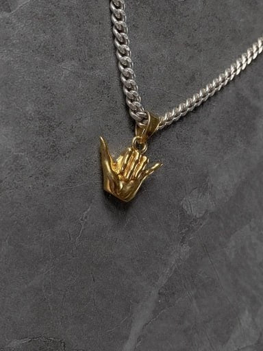 Gold Shaka Hand Pendant | 925 Sterling Silver Surf Charm by Snow Cat Jewelry