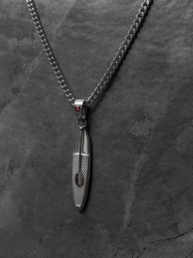 Sterling silver SUP board pendant with paddle on thick chain – ocean-inspired minimalist jewelry for paddleboard lovers by Snow Cat Jewelry