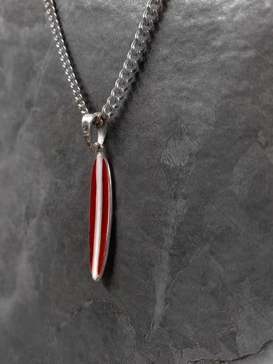 Sunset Surf pendant in red and white enamel finish – 925 sterling silver surfboard necklace for surfers by Snow Cat Jewelry